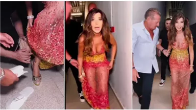 نانسي عجرم تخلع حذائها في كواليس حفل قبرص