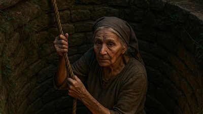 قصة ذهبت امرأة مُسِنّة لتنظيف بئرٍ مهجور